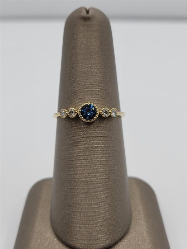 10K Yellow Gold Birthstone London Blue Topaz & Diamonds Gemstone Ring on Sale