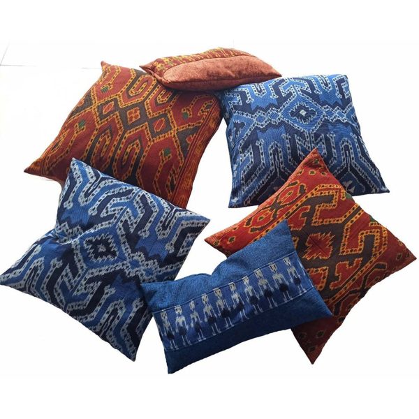 Handwoven Ikat Pillow Cover, Blue. Cover Only with No Insert. 20inches x 20inches, Cushion Sale