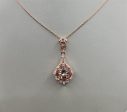 14K Rose Gold Morganite & Diamond Gemstone Necklace For Discount