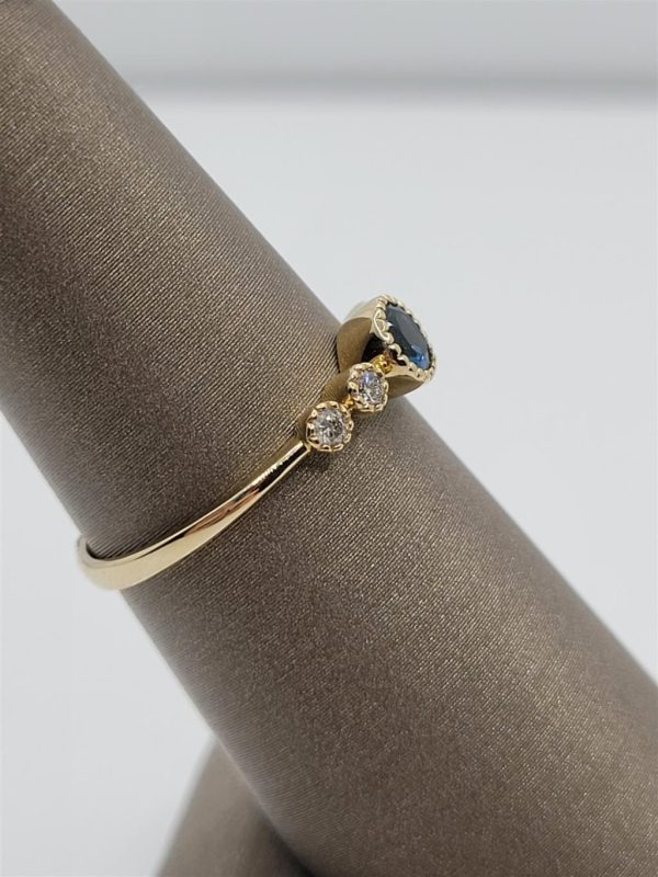 10K Yellow Gold Birthstone London Blue Topaz & Diamonds Gemstone Ring on Sale