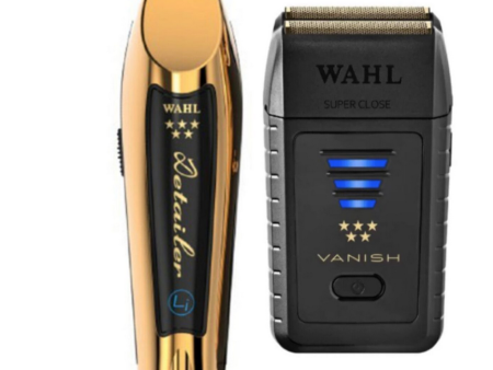 Wahl Pro 2pc Gold Limited Edition Combo – Gold Detailer li Cordless, Black Vanish Shaver Fashion