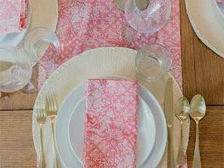 Batik Table Runner Pink Wildflower, Hand Dyed, 100% Cotton Sale