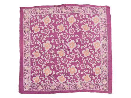 Large 27 , Hand Dyed Batik Bandana,Plumeria, Pink Lilac, Oversized, XL Scarf For Sale