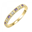 10K Yellow Gold Stackable Amethysts & Diamonds Gemstone Ring Online Sale