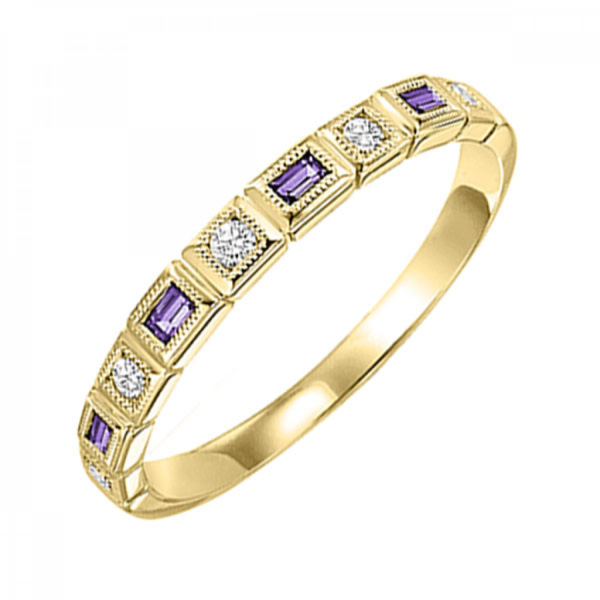 10K Yellow Gold Stackable Amethysts & Diamonds Gemstone Ring Online Sale