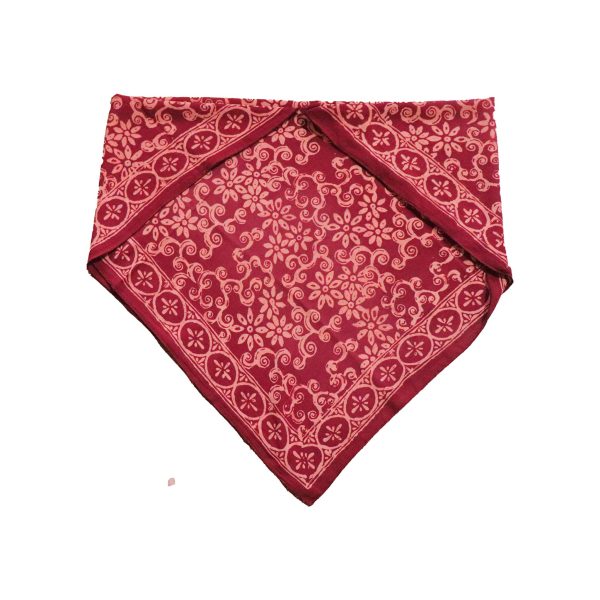 Large 27  Hand Dyed Batik Bandana, Red Loop Pattern, Burgundy, Size Big, XL Scarf Online now