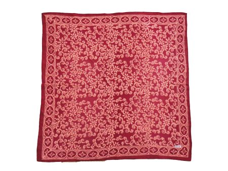 Large 27  Hand Dyed Batik Bandana, Red Loop Pattern, Burgundy, Size Big, XL Scarf Online now