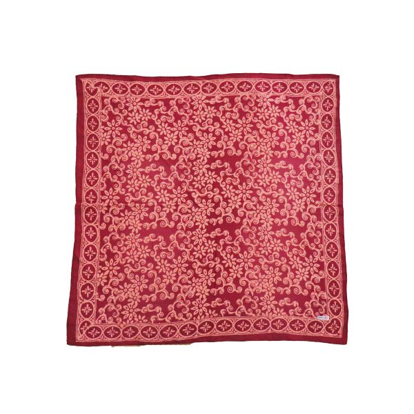 Large 27  Hand Dyed Batik Bandana, Red Loop Pattern, Burgundy, Size Big, XL Scarf Online now