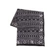 Large 27  Batik Bandana, Hand Dyed, 100% Soft Cotton, Geometric Black & White, XL on Sale