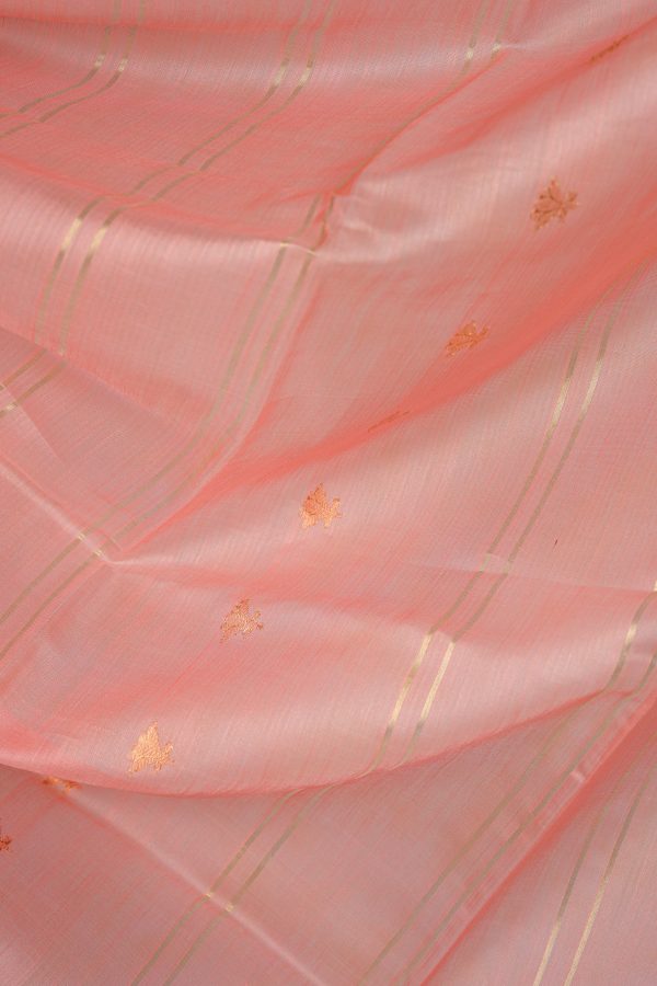 Handloom Chanderi Silk Saree Pastel Pink Gold Buta Online