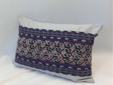 Handwoven Ikat Pillow Cover, Purple and White. Cover Only with No Insert. 12x18 inches, Cushion on Sale