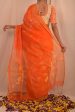 Handwoven Orange Muslin Jamdani Saree Cheap