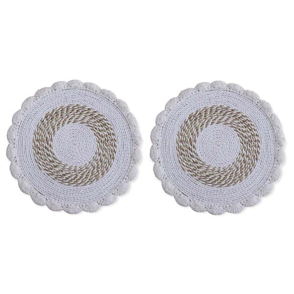 Extra Large Placemats Seagrass & Lace 16.9  - Set of Two For Cheap