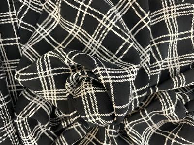 Black & White Plaid Rayon Print For Sale