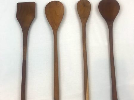 Set of 4 Cooking Kitchen Utensils Teak Wood 14inches ( Three spoons and one spatula) on Sale