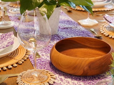 Teak wood bowl handmade in Indonesia medium size 9.5  x 2.75  on Sale