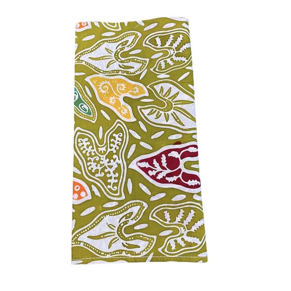 Batik Cloth Napkin Set of Four - Taro Leaf For Sale