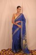 Handwoven Blue & Gold Paithani Saree With Classic Pallu Hot on Sale