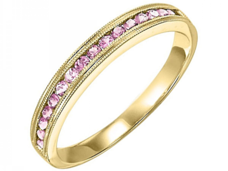 10K Yellow Gold Stackable Pink Tourmalines Gemstone Ring Cheap