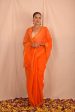 Handwoven Orange Muslin Jamdani Saree Cheap