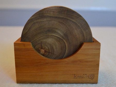 Handmade Teak Wood Coaster Set of Four - Round Supply