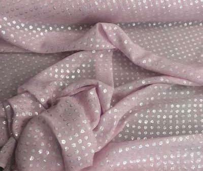 Silk chiffon- Pink   Silver Polka Dot Hot on Sale