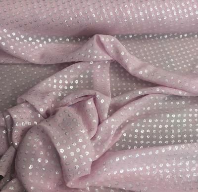 Silk chiffon- Pink   Silver Polka Dot Hot on Sale