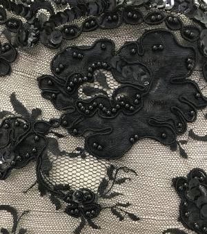 Beadead Floral Embroidery on Mesh- Black Sale