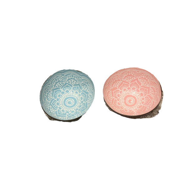 Painted Coconut Bowls Small 5  Two Bowls in Pink and Blue Each Online Hot Sale