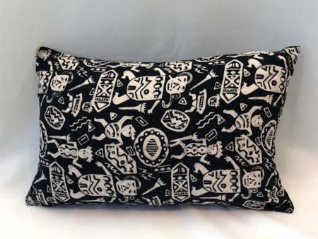 Batik, Ikat Pillow Cover, Black & White. Cover Only with No Insert. 12x18 inches Cheap