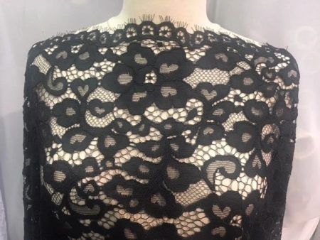 Black Corded Floral Lace Discount