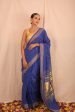 Handwoven Blue & Gold Paithani Saree With Classic Pallu Hot on Sale