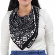 Large 27  Batik Bandana, Hand Dyed, 100% Soft Cotton, Geometric Black & White, XL on Sale