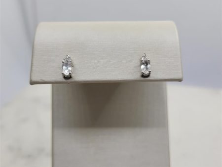 10K White Gold 0.56 ctw Ovl cut Gemstone Earrings on Sale