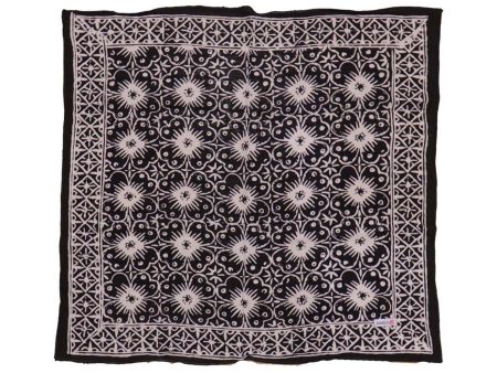 Large 27  Hand Dyed Batik Bandana Black, Hibiscus, Size XL Scarf Online now