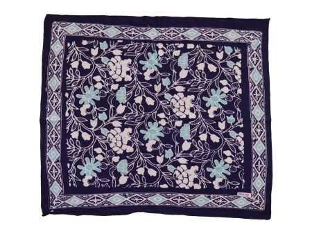 Hand Dyed Batik Bandana, Nile Nights, Flower Floral, Blue, Navy For Sale