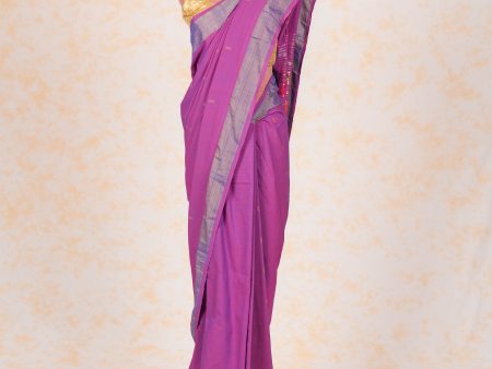 Handwoven Purple & Gold Paithani Saree With Peacock Motifs Cheap