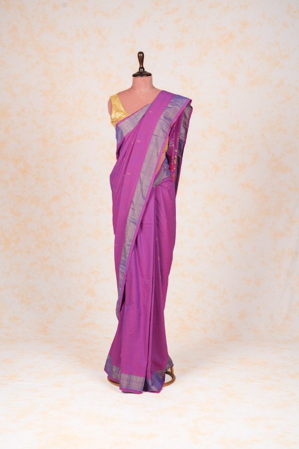 Handwoven Purple & Gold Paithani Saree With Peacock Motifs Cheap