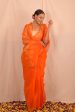 Handwoven Orange Muslin Jamdani Saree Cheap