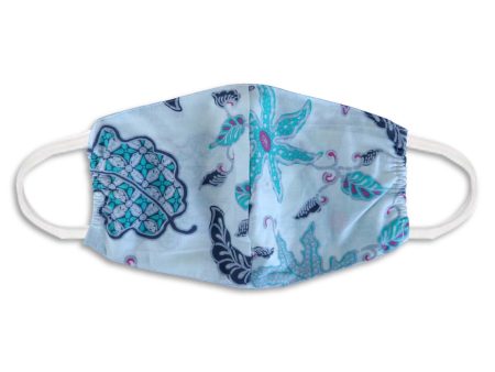 Batik Face Covering - Blue & Pink - No Nose Wire Online Sale