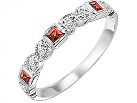 10K White Gold Stackable Garnets & Diamonds Gemstone Ring Online