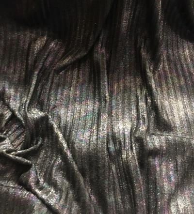 Polyester Sweater Irdescent Ribbed Knit- Black  Green Purple Supply