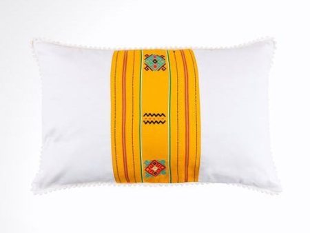 White and Yellow Ikat Pillow. Cover Only with No Insert. 12x18 inches Online Sale