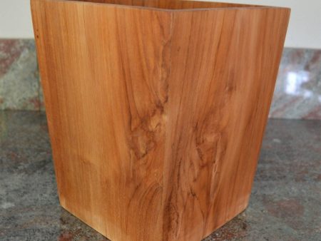 Kasih Coop Handmade Teak Wood Wastebasket 8.7 x 8.7 x 9.9 with minor imperfect details Discount