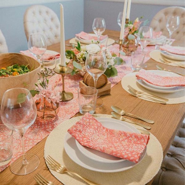 Batik Table Runner Pink Wildflower, Hand Dyed, 100% Cotton Sale