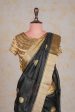 Handloom Cotton Silk Chanderi Saree Black Blue Gold Floral Buta For Discount